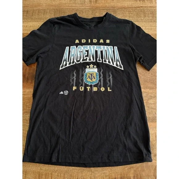 NWT Adidas Argentina Futbol Graphic T Shirt Black Size Small AFA Soccer Tee