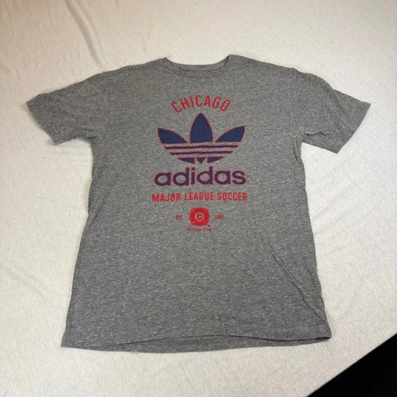 Adidas Chicago Major League Soccer MLS T Shirt Mens Medium Grey Soccer Club Tee‎