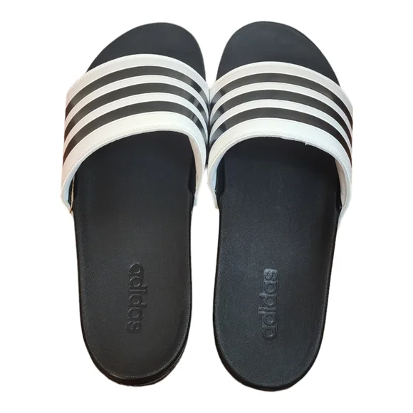 ADIDAS Men's‎ Adilette Shower Comfort Blk/Wht Slip-On Slides/Sandals ~ Size 18