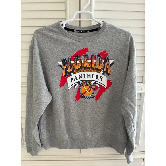 Men's XL NWOT Florida Panthers Adidas Reverse Retro 2.0 pullover sweatshirt gray
