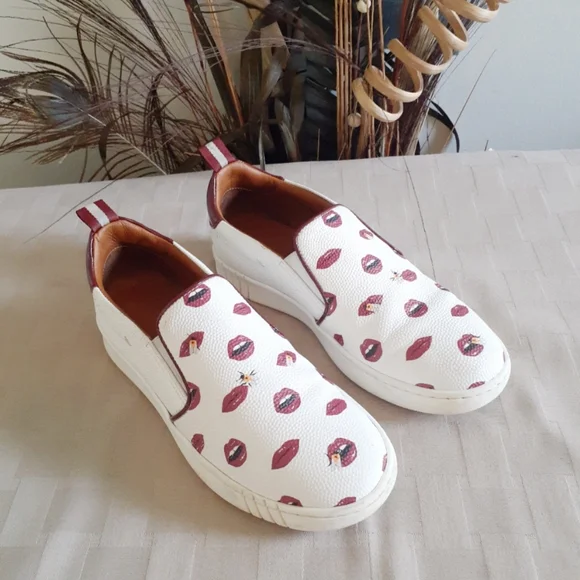 Bally Lip Print Slip On Sneakers