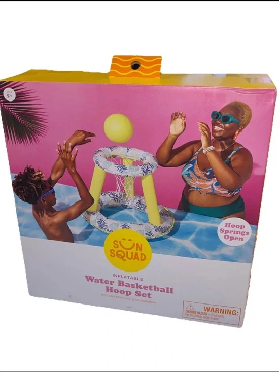 Sun Squad Inflatable Pool Basketball‎ Hoop Set NIB Summer Fun