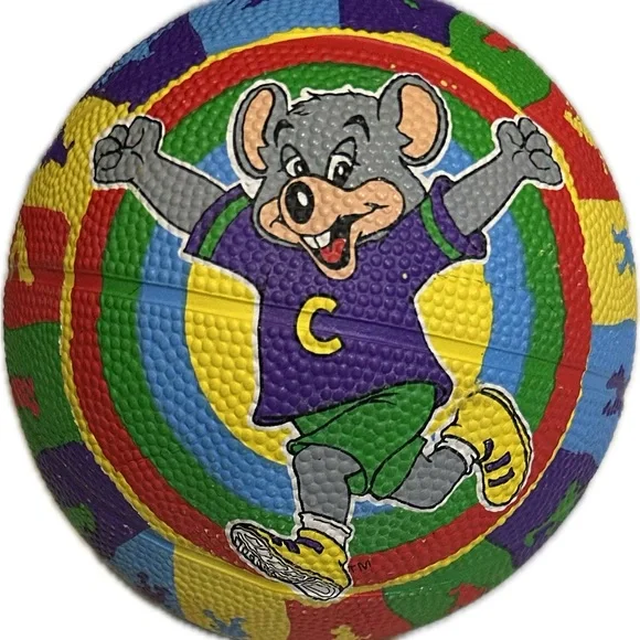 VTG Y2K SMALL 5” CHUCK E CHEESE COLORFUL BASKETBALL CHUCK E CHEESE’S COLLECTIBLE