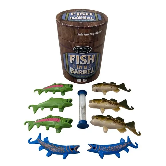 Front Porch Classics Fish in a Barrel‎ Game Linking Toy Stuffed Animal Kids 2014
