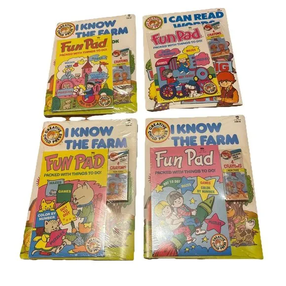 Vintage Child Press Coloring / Fun Pad Bundle NIP, Kids Activity Books LOT OF 4