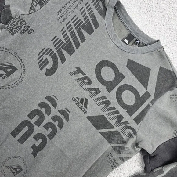 Adidas Training All Over Print‎ Graphic Sweatshirt Mens Medium Grey
