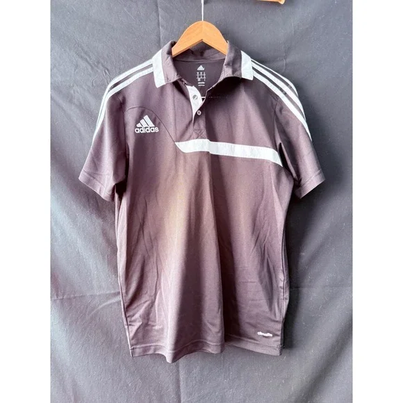 Adidas Climalite Men's Polo Shirt Size Medium Black White Stripe Athletic Golf M