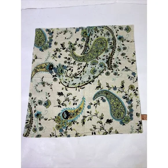 Great Finds Place Mats‎ Good Friends 12 Placemats White Green Paisley 17x16.5