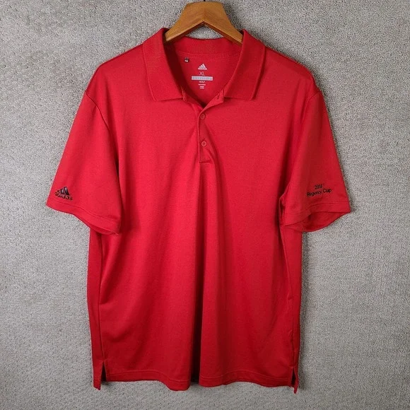 Adidas Shirt‎ Mens XL Red Polo Golf Rugby 2018 Regency Cup Polyester Preppy