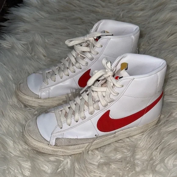 Nike White and Red Blazer High-Tops