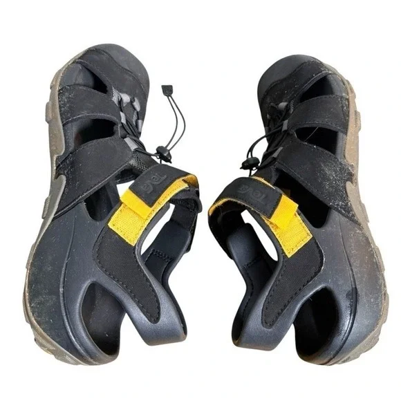 Teva Flintwood Mens 12 Pre-Owned Hiking Water Shoes Black Yellow 1118941 Sandals