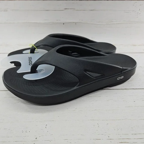 OOFOS Ooriginal Mens 14 Black Recovery Sandals Thong Flip Flops Slip On