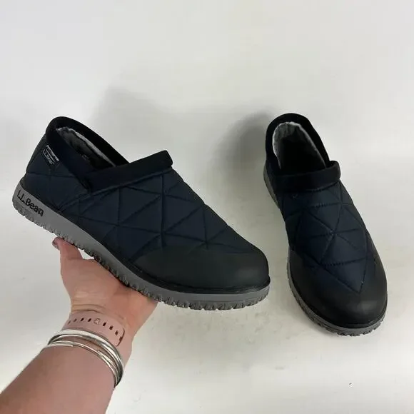 L.L. Bean Ultralight PrimaLoft Slip-On Shoes Men's 9 Black Quilted Waterproof