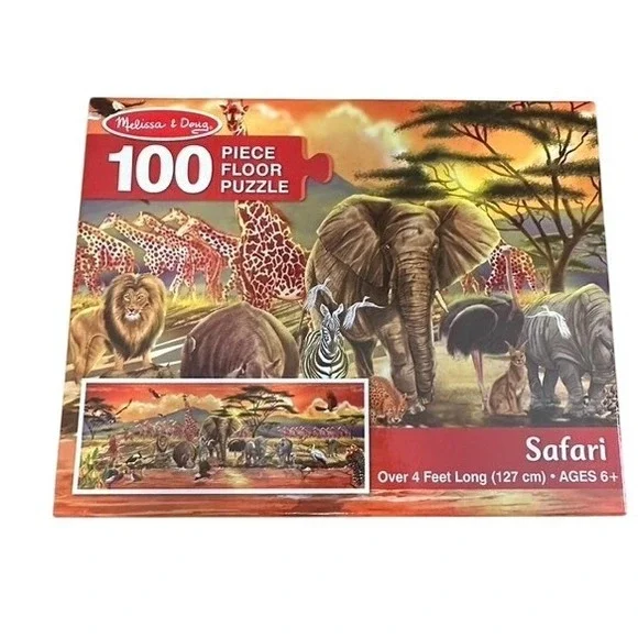 Melissa & Doug Safari 100 Piece Floor Puzzle Jumbo African Animals 4 Feet Long