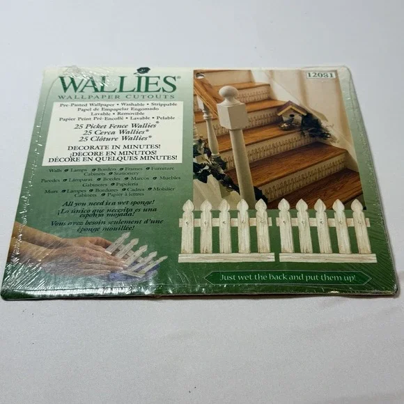 Wallies Wallpaper Cutouts Kit NEW White Picked Fence Shiplap Y2K Stick On