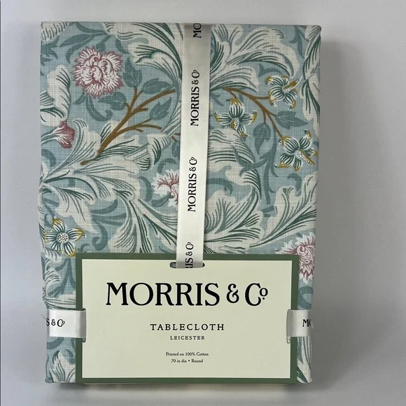 William MORRIS Co Tablecloth Leicester Blue Floral Spring Cotton 70