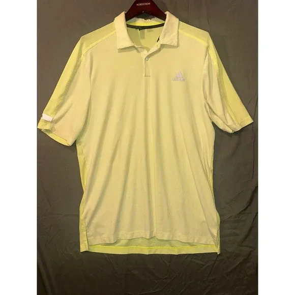 Adidas Aeroready Mens‎ Polo Shirt Neon Yellow Lime Green Golf Athletic Large