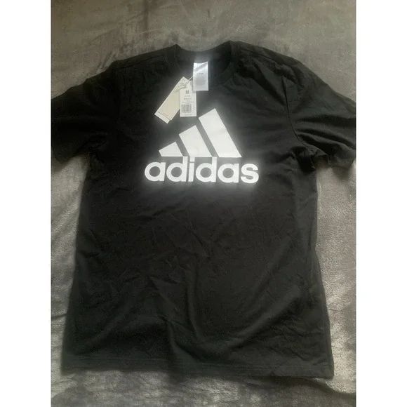 Adidas Classic Logo T-Shirt‎ Athletic Casual Cotton Black Size M