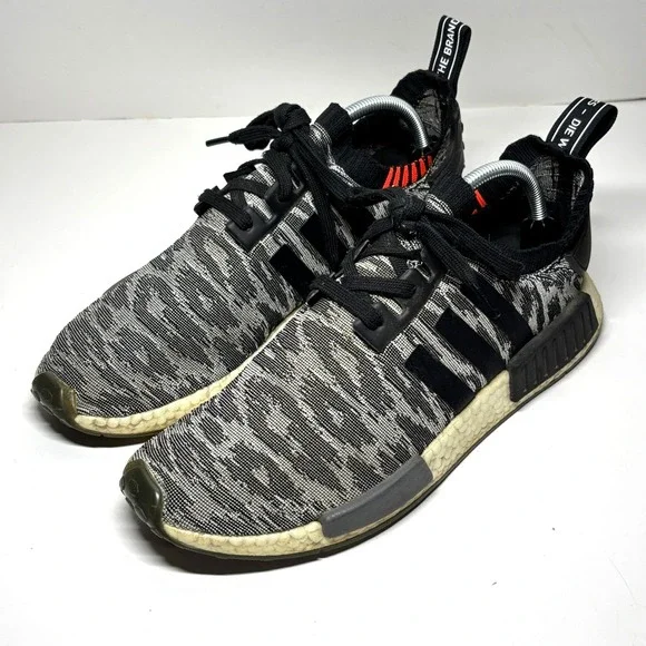 Adidas NMD R1 Primeknit STLT Mens 11 Black Grey CQ2444 Zebra Boost Runner‎