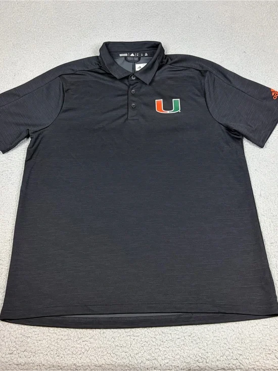 Miami Hurricanes adidas Polo Men’s XL Black Logo Team Issued Football NCAA