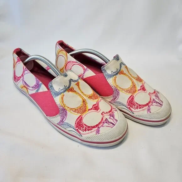 Coach Womens Kaycee Multicolor Poppy Monogram Slip On Shoes Size 7.5B Comfort