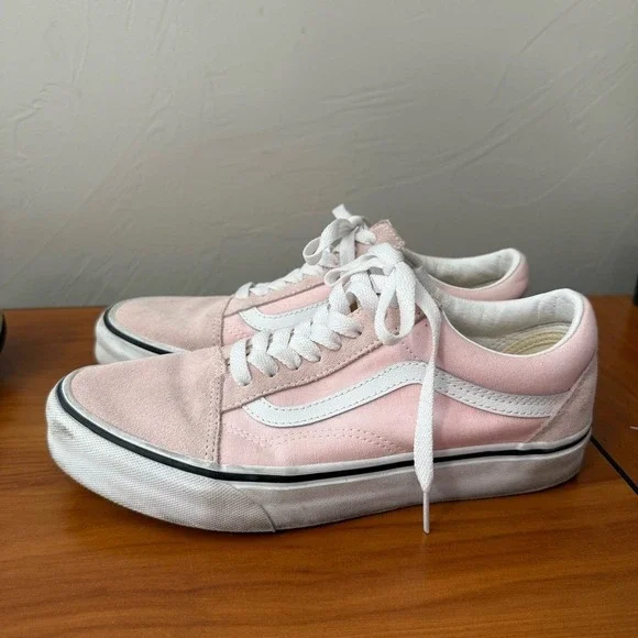 Vans Old Skool Low Top Blush Light Pink White Suede Sneaker Lace Up Skater W8
