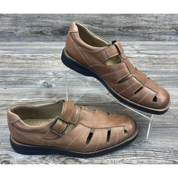 Johnston & Murphy Fisherman Sheepskin Leather Sandals Tan Gladiator Men's‎ 9M