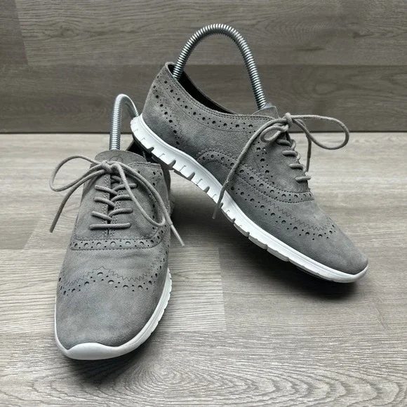 Cole Haan Zerogrand Womens Size 8 B Wingtip Oxford Gray Mesh Sneakers‎ Very Nice