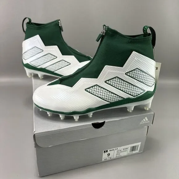 Adidas Nasty 2.0 Football Cleats Sz 9M White Green Athletic Preppy GY1760‎