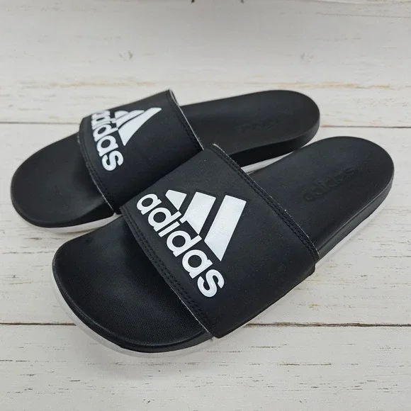 adidas Essentials Comfort Slides Mens 8 Black White Sandal CG3427‎