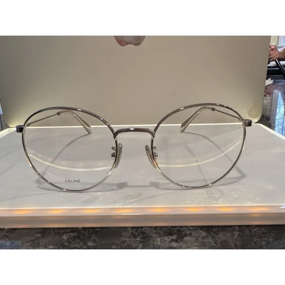 CELINE EYEGLASSES SILVER ROUND GLASSES CL50036U