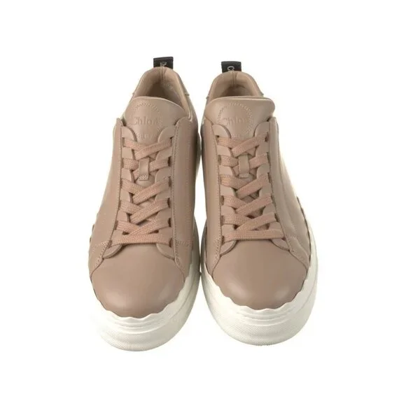 Chloé Lauren Leather Sneakers Sz 9~40 Beige Travel Shoes Sporty Comfy Designer‎