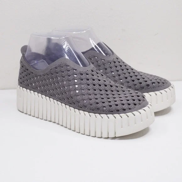 PROJECT CLOUD Daffodil Laser Cut Slip On Platform Sneaker Grey Sz 6