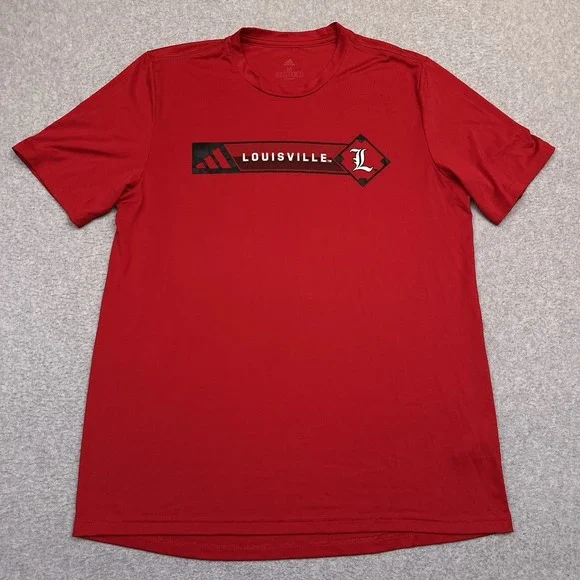adidas Louisville Cardinals Baseball T-Shirt Mens Medium Red Performance Stretch