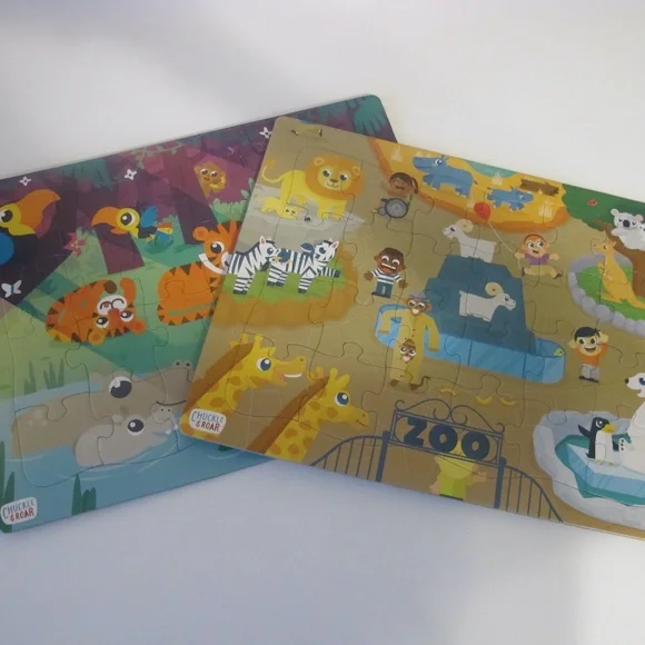 Bundle of 2 Animals & Rainforest Puzzles For Kids, Learning  EUC