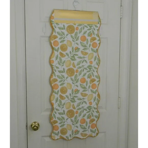 Indoor Outdoor Table Runner Reversible Fruit Green Orange Yellow Weatherprf NWT