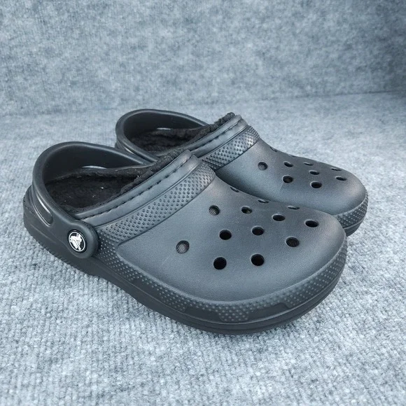 Crocs Clogs Shoes Women's Size 6 Mens Size 4 Black Lined Slingback Slides