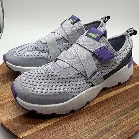 Avia Women's US Size 7/ UK 5 Slip On Mesh Sneakers Grey Purple 0815