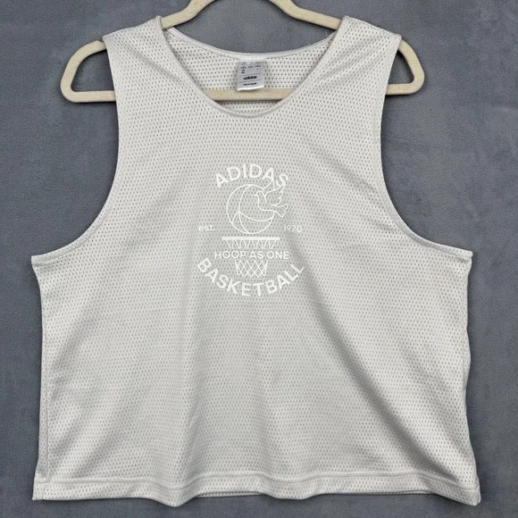 Adidas Basketball Jersey Tank Top White Mesh Hoop As One Size M‎
