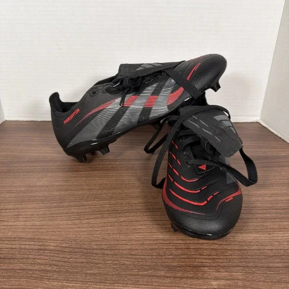 Adidas Predator League FT FG/MG Mens Size 6.5 Black Red Soccer Cleats ID1322 New
