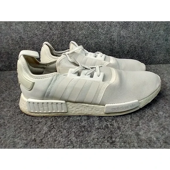 Adidas NMD R1 Mens White Mesh Boost Running Shoes Sneakers BA7245 Size 14