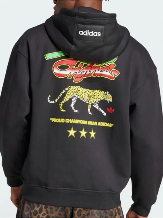 Adidas Originals Champions Graphic Hoodie Leopard Graphic Men's Size Medium