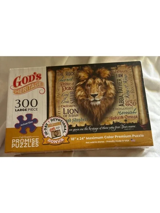Gods Heritage 300-Piece Lion Of Judah Jigsaw Puzzle With 30-Day Devotional Bonus