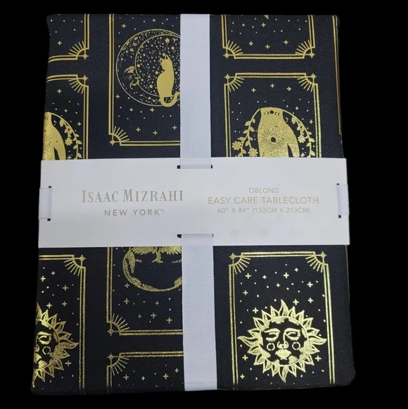 Issac Mizrahi Halloween Tarot Card Fabric Tablecloth Mystic Eye Skull Cat Moon