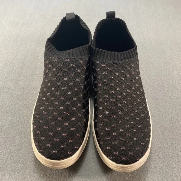 Skechers Womens Black Mesh Rose Gold Slip On 10M