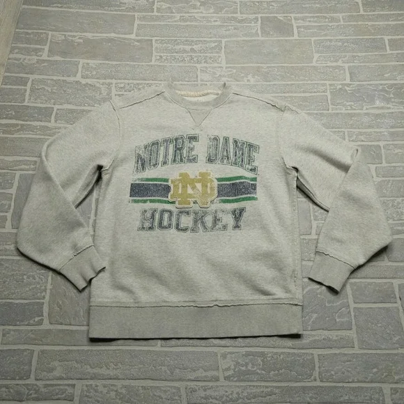Notre Dame Hockey Sweatshirt Size Medium Adidas Fleece Crewneck Vintage‎ Style