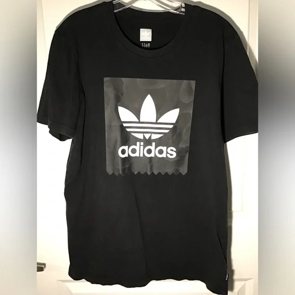 adidas Black Short Sleeve Trefoil Logo Tee