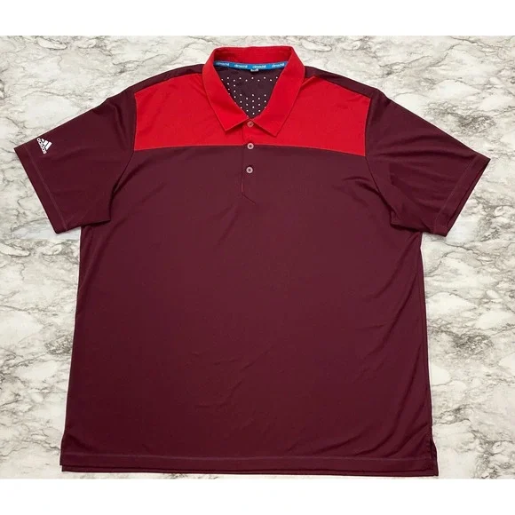 Adidas Climachill Golf Polo Mens Shirt Size XL Burgundy Red Short Sleeve Logo