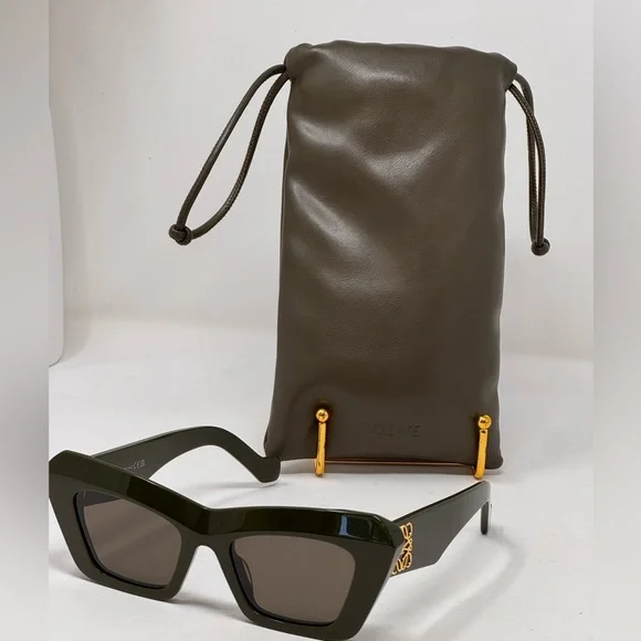 💯Authentic Loewe Beveled Car Eye olive green sunglasses
