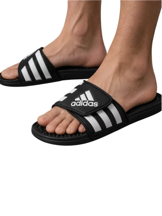 Adidas Adissage Black White Massage Slides Sandals Men’s US 13
